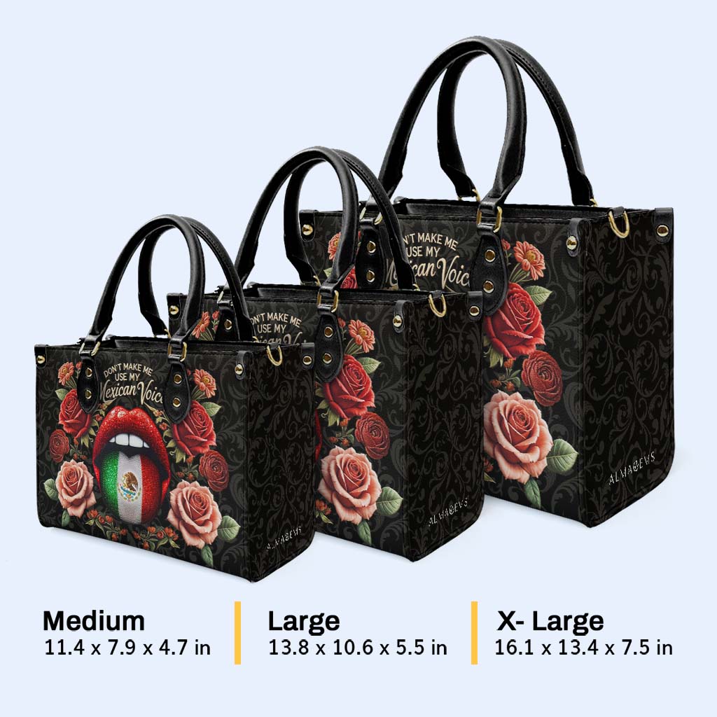 No me hagas usar mi voz mexicana - Bolso de piel personalizado - ME059_HB