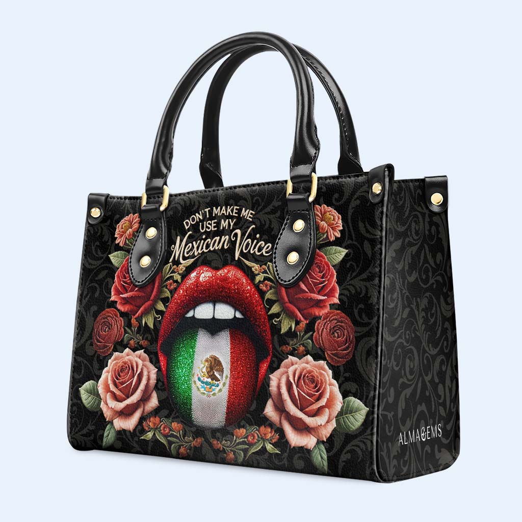 No me hagas usar mi voz mexicana - Bolso de piel personalizado - ME059_HB