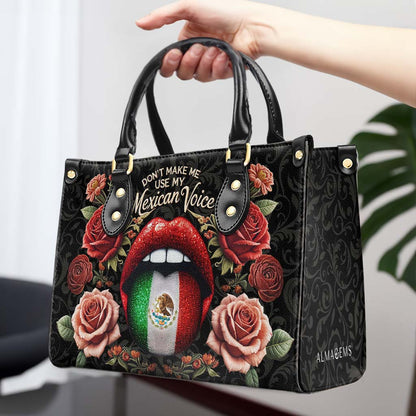 No me hagas usar mi voz mexicana - Bolso de piel personalizado - ME059_HB