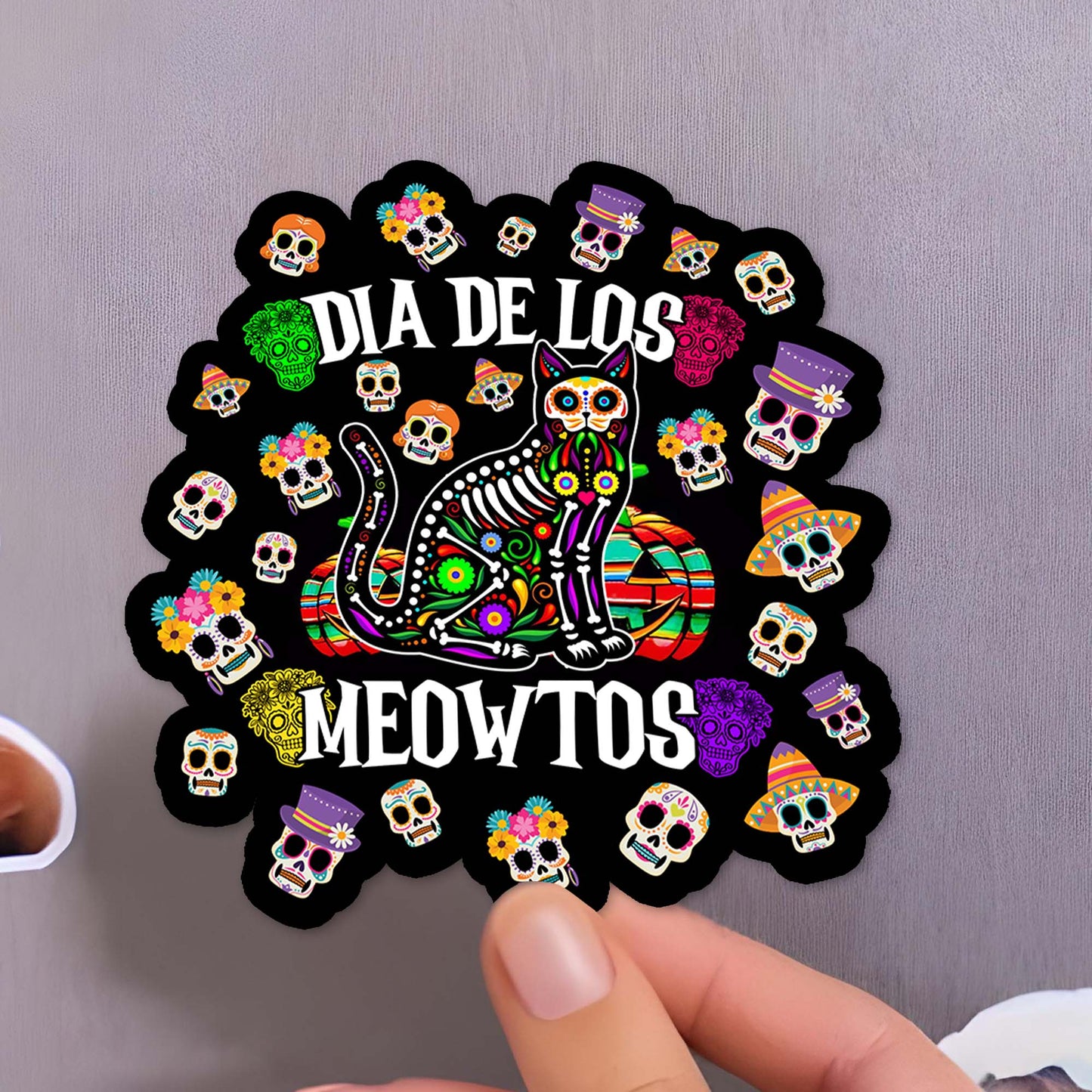 Dia De Los Meowtos Colorful Cat Design