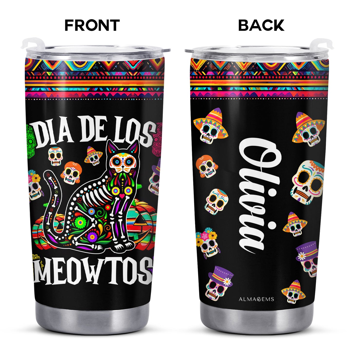 DIA DE LOS MEOWTOS - Personalized Custom Stainless Steel Tumbler 20oz 30oz - ME066_TB