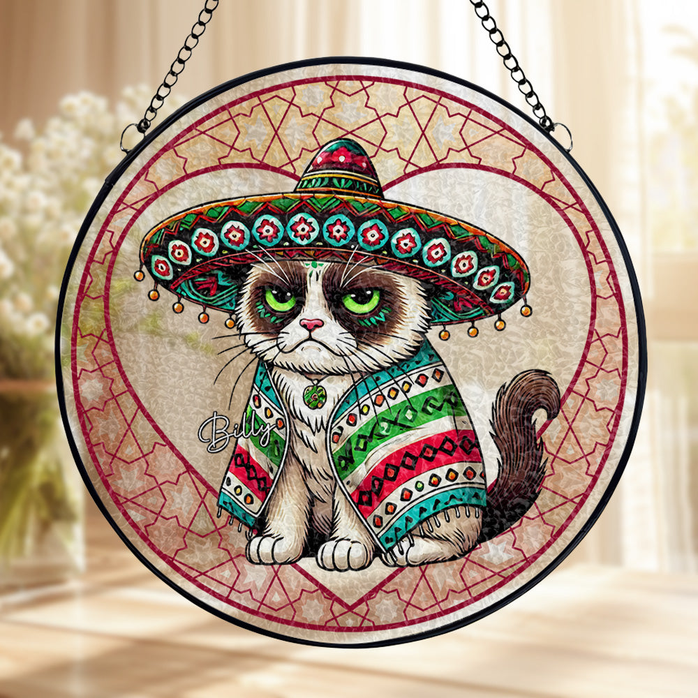 Vibrant Mexican Styled Cat Suncatcher