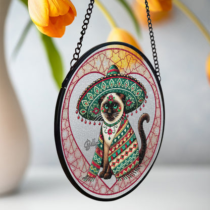 Vibrant Mexican Styled Cat Suncatcher