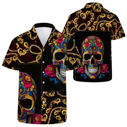 Elegantes cadenas de calaveras: camisa hawaiana unisex personalizada - ME011_HW