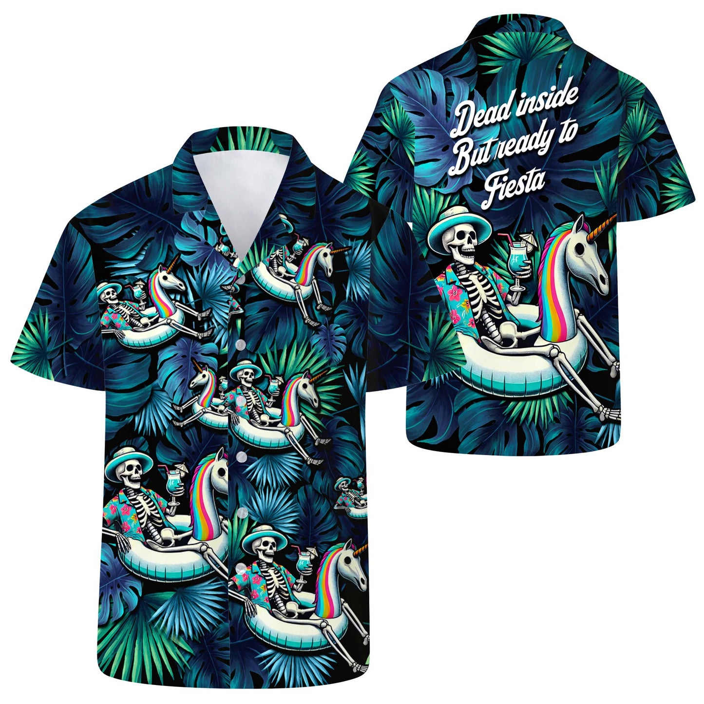 Muerto por dentro pero listo para la fiesta: camisa hawaiana unisex personalizada - ME016_HW