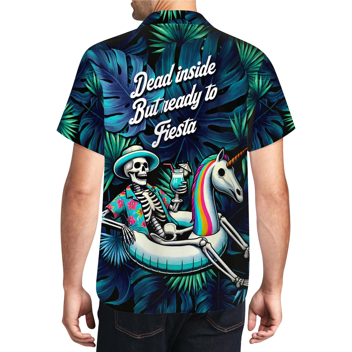 Muerto por dentro pero listo para la fiesta: camisa hawaiana unisex personalizada - ME016_HW