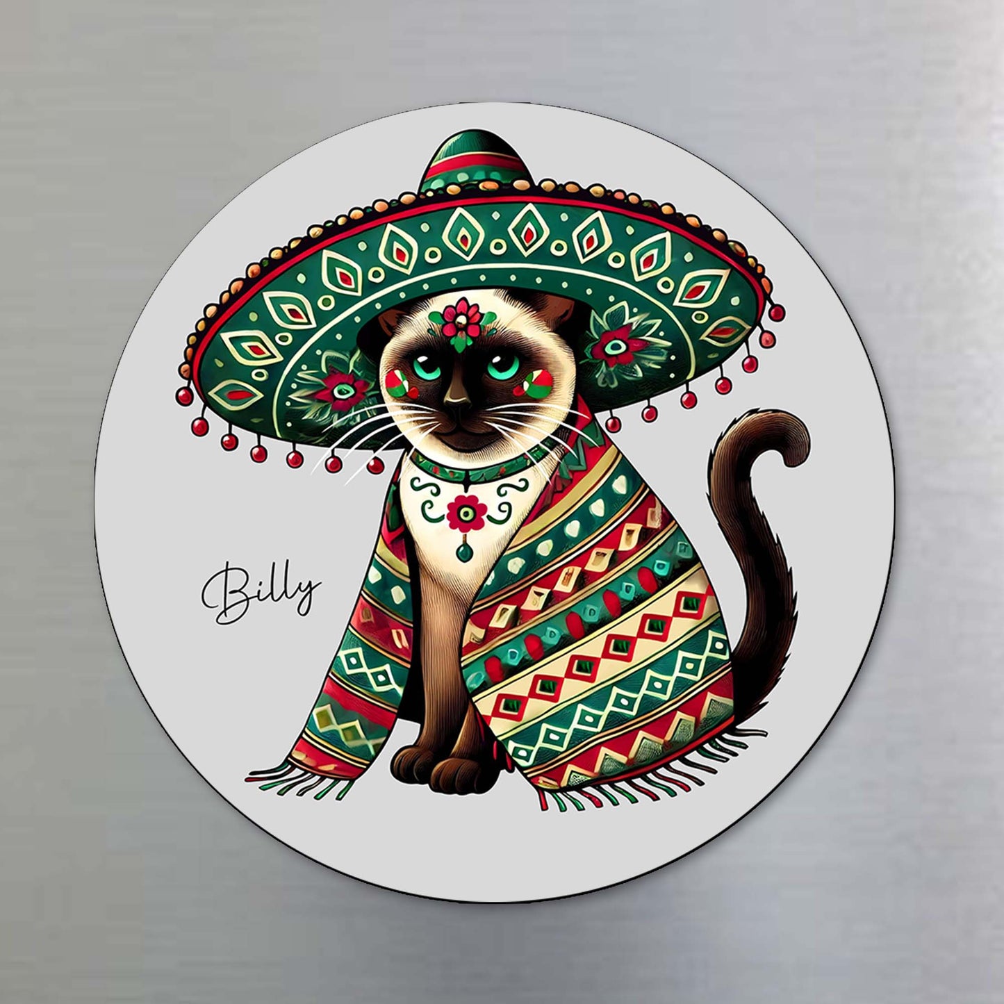 Mexican Heritage Cat Fridge Magnet