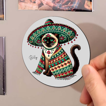 Mexican Heritage Cat Fridge Magnet