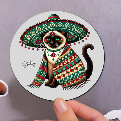 Mexican Heritage Cat Fridge Magnet