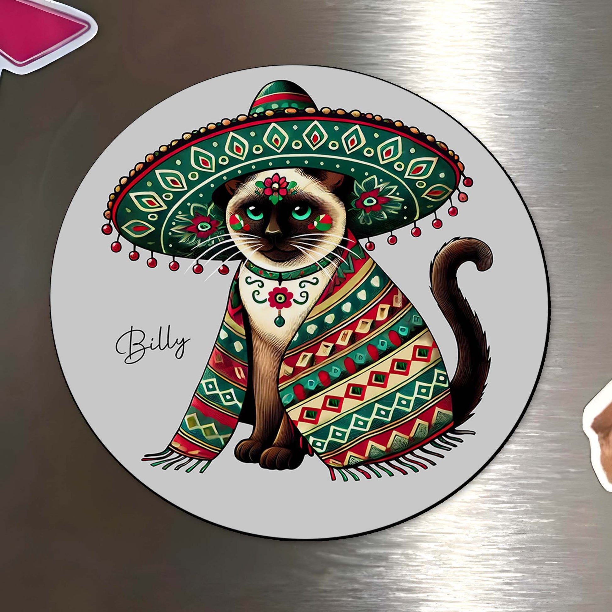 Mexican Heritage Cat Fridge Magnet