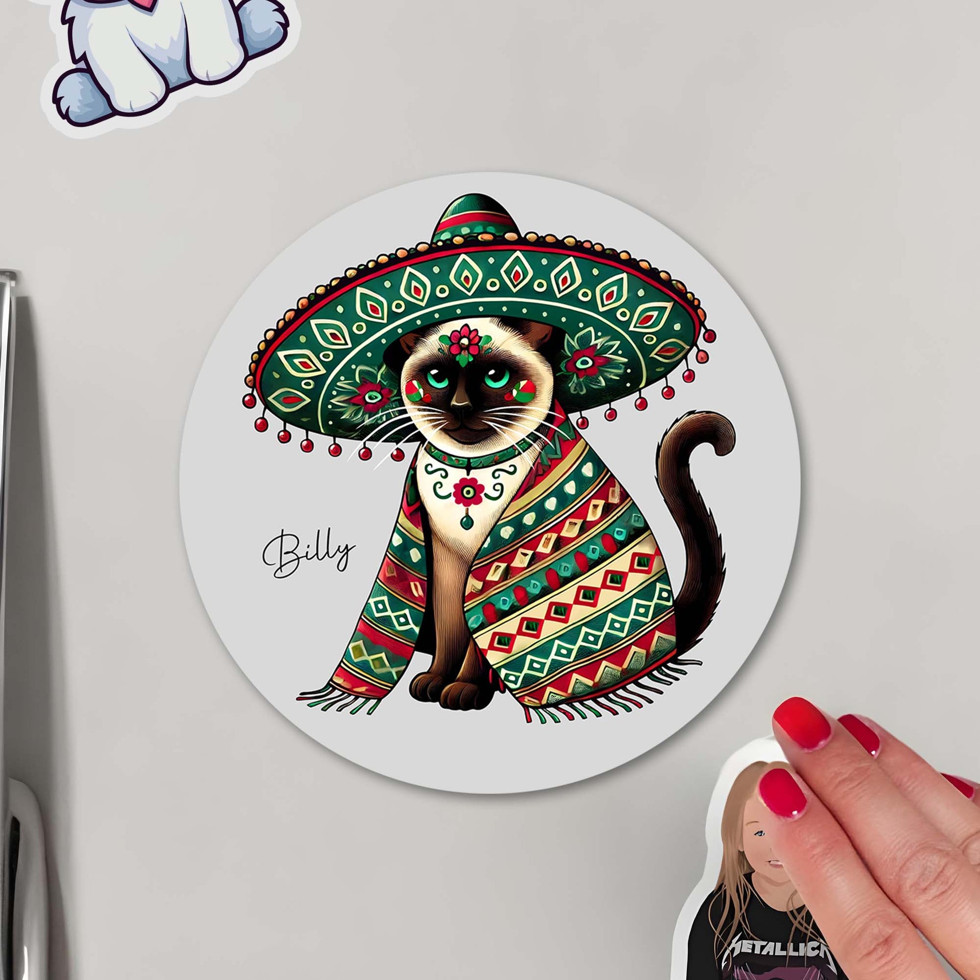 Mexican Heritage Cat Fridge Magnet