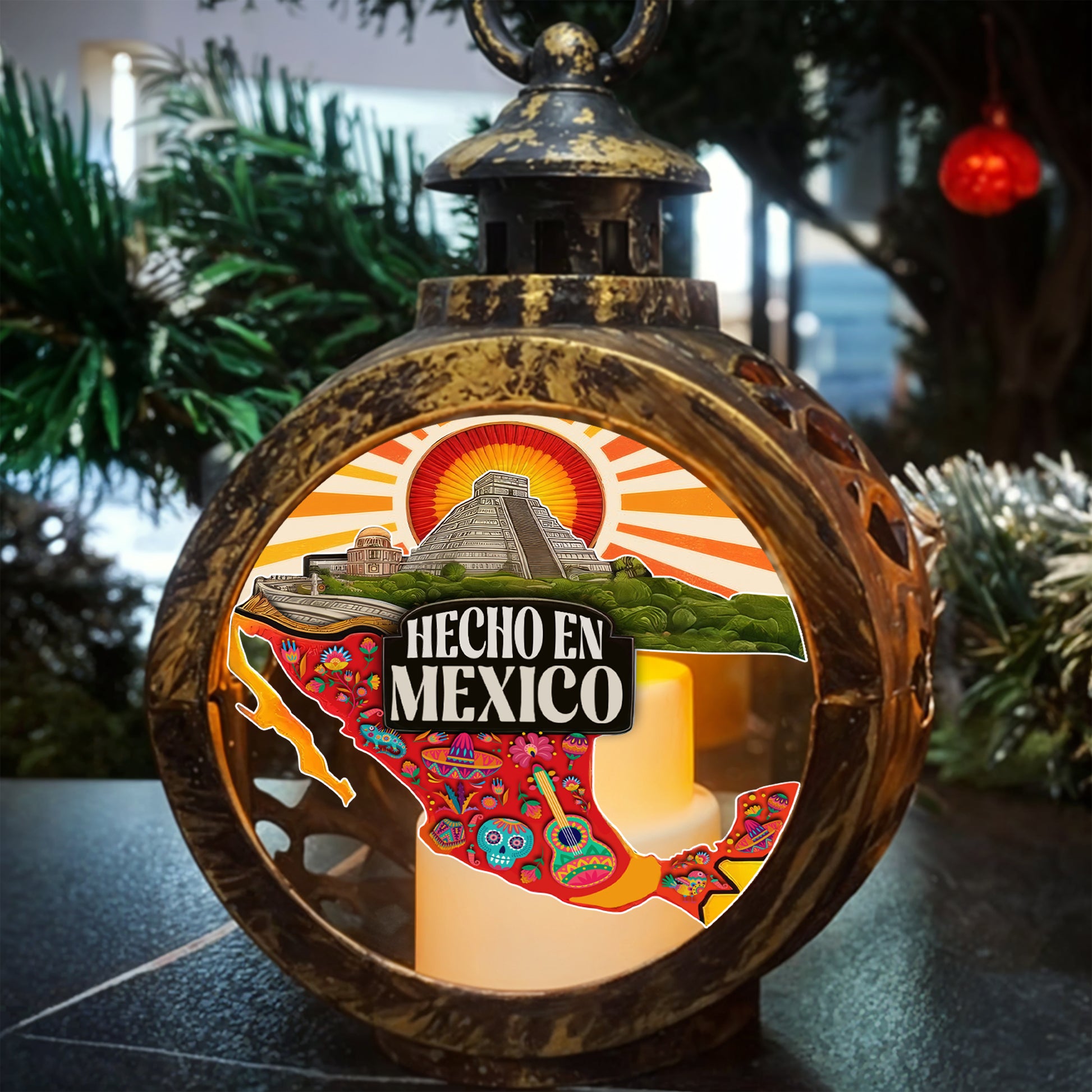 Hecho En Mexico Vibrant Cultural Lantern