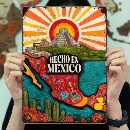 Hecho En Mexico Featuring Mexican Pyramid And Sugar Skulls