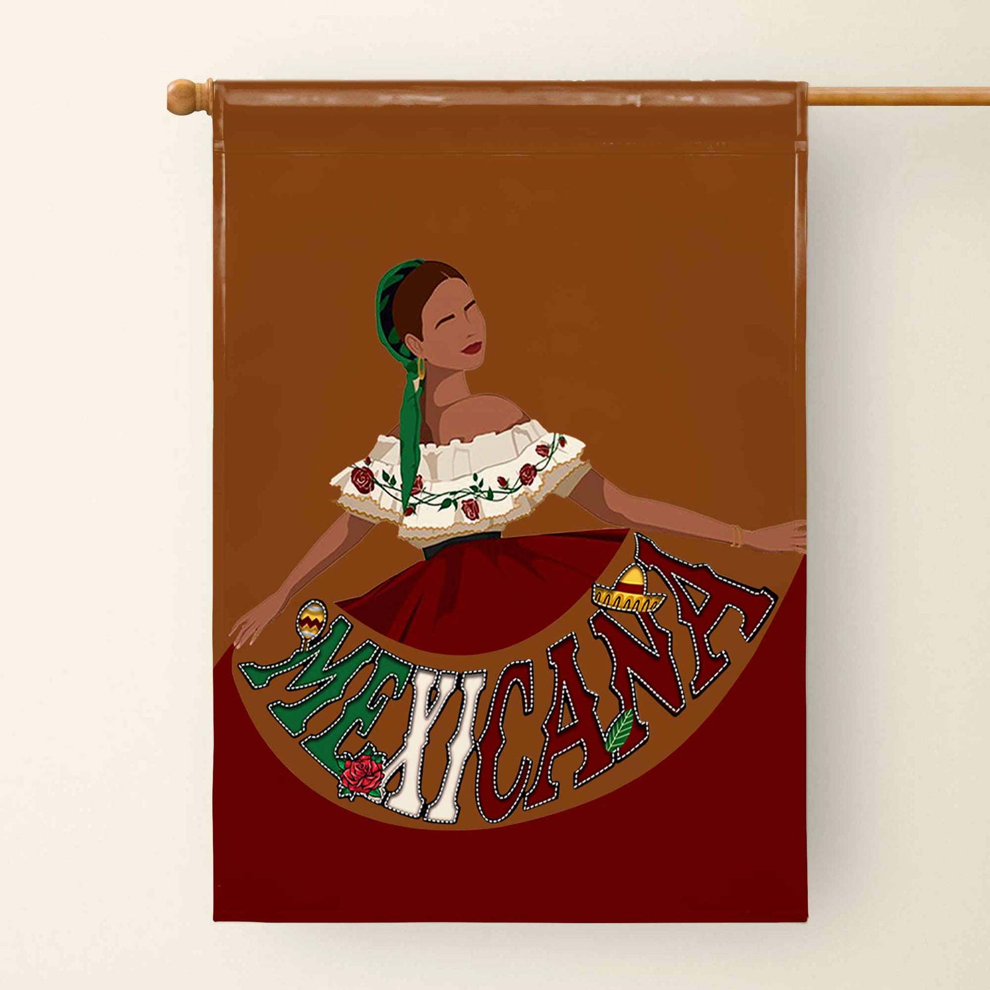 Mexicana Traditional Dress Celebratory Flag