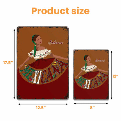 Mexicana Traditional Dress And Rose Design - Personalized Metal Sign - MEX007_MSIGN