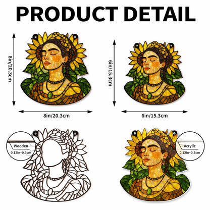 Serene Woman Adorned With Sunflowers