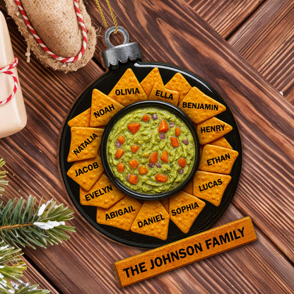 Family Gathering Festive Ornament With Tortilla Chips And Guacamole Bowl