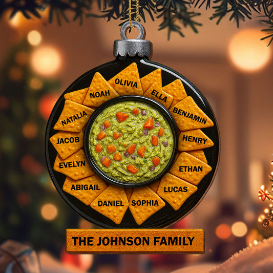 Family Gathering Festive Ornament With Tortilla Chips And Guacamole Bowl