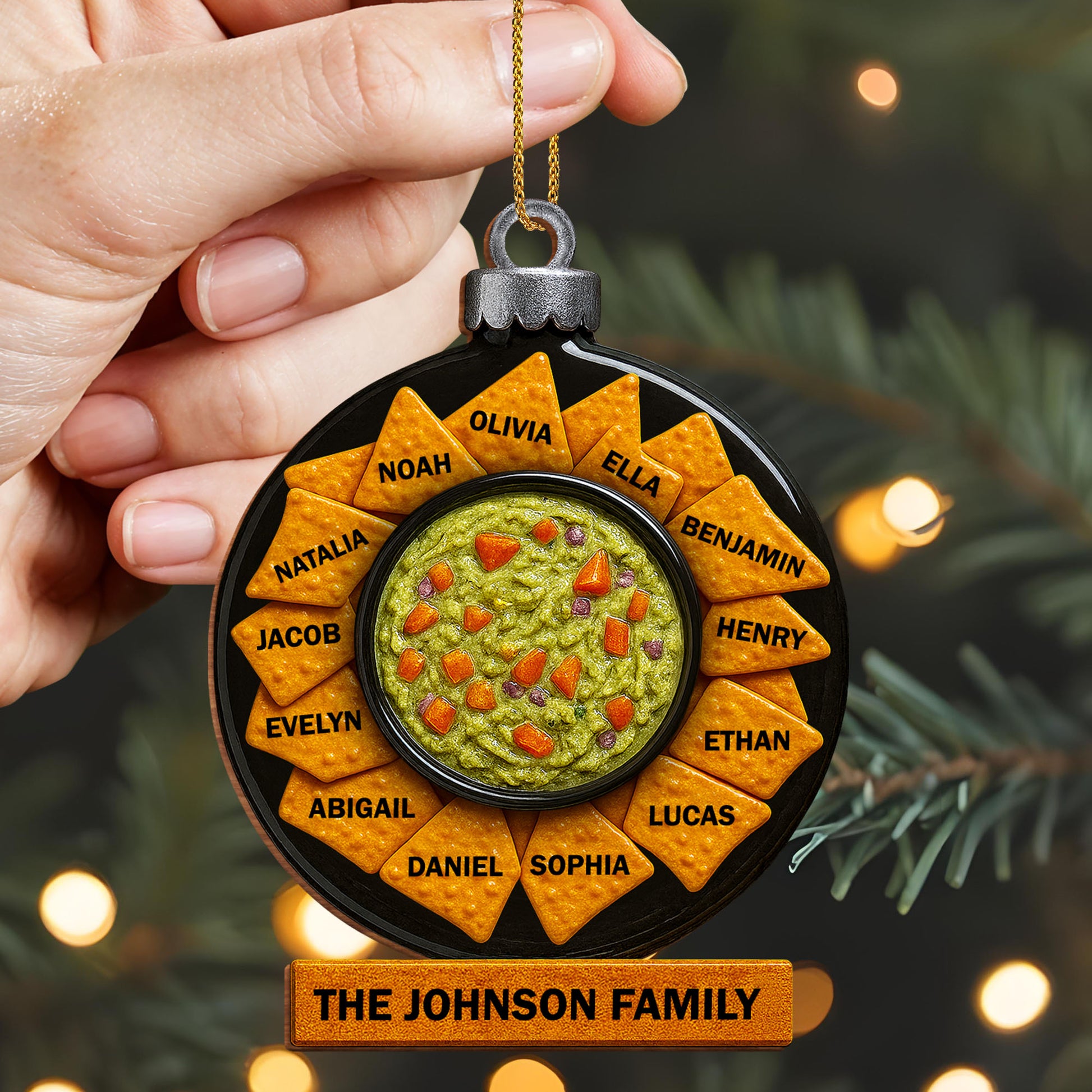 Family Gathering Festive Ornament With Tortilla Chips And Guacamole Bowl