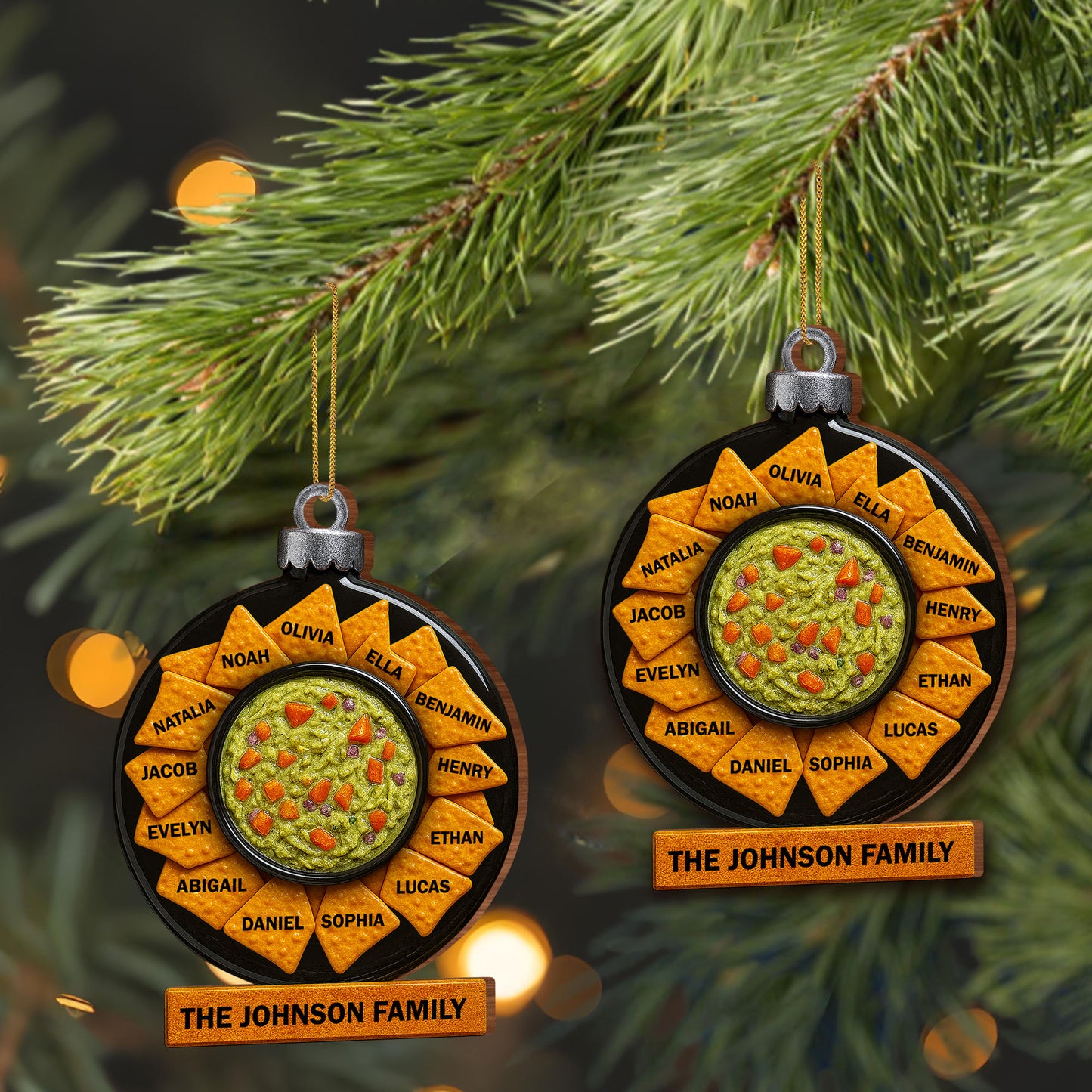 Family Gathering Festive Ornament With Tortilla Chips And Guacamole Bowl