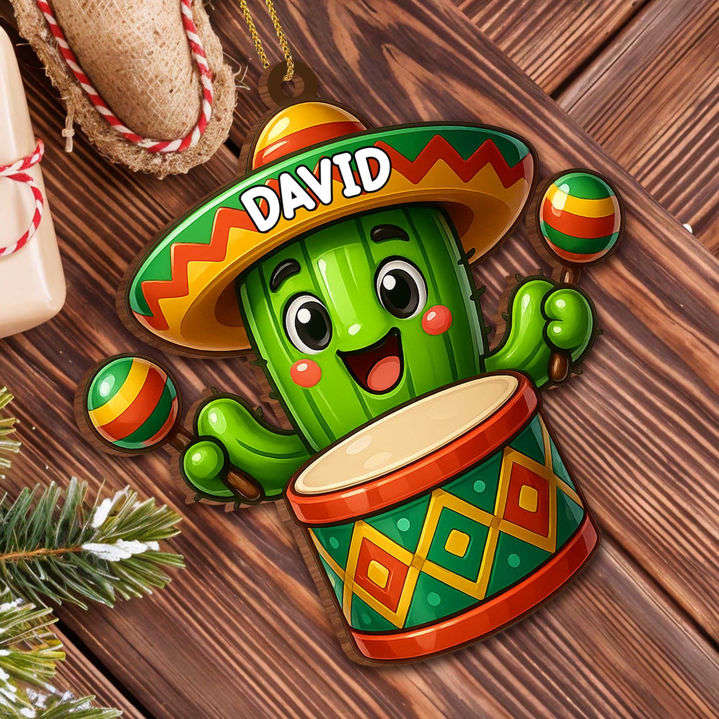 Colorful Cactus With Sombrero And Maracas