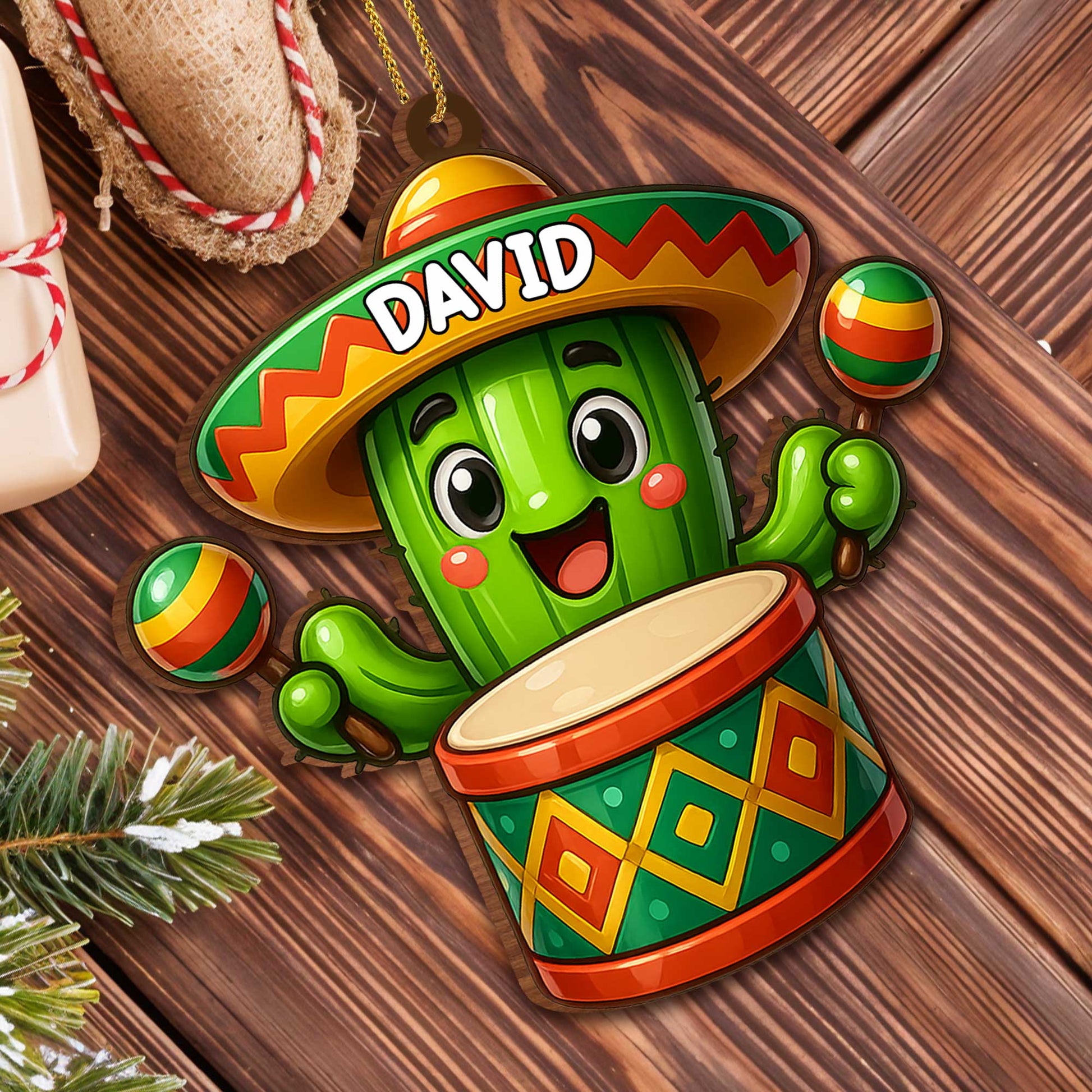 Colorful Cactus With Sombrero And Maracas