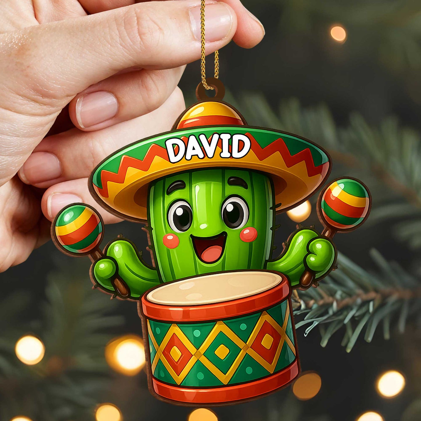 Colorful Cactus With Sombrero And Maracas