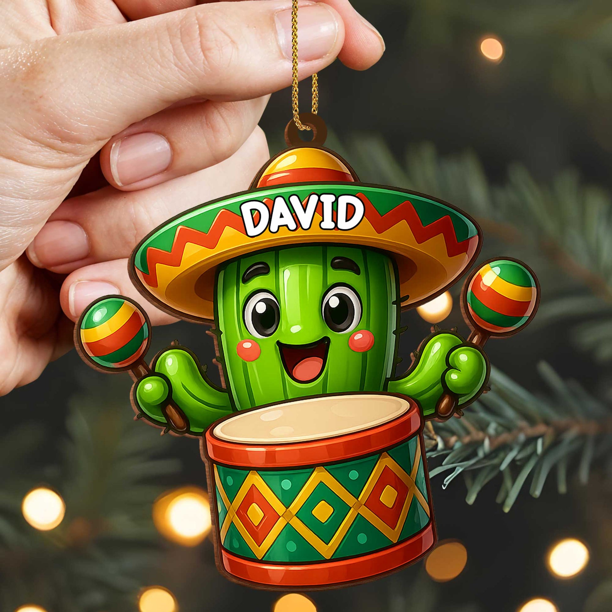 Colorful Cactus With Sombrero And Maracas