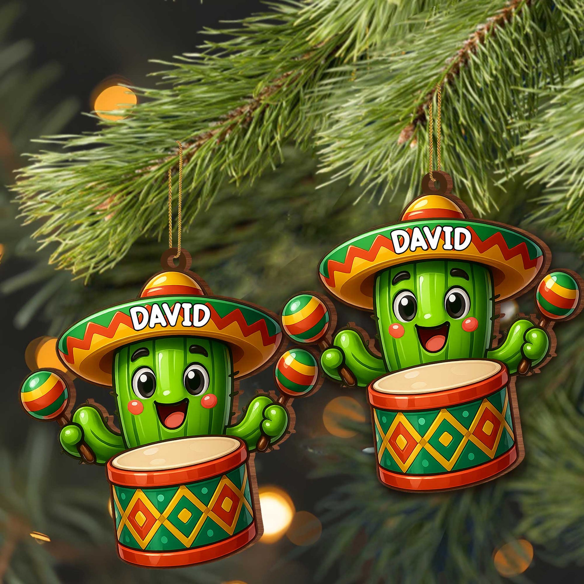 Colorful Cactus With Sombrero And Maracas