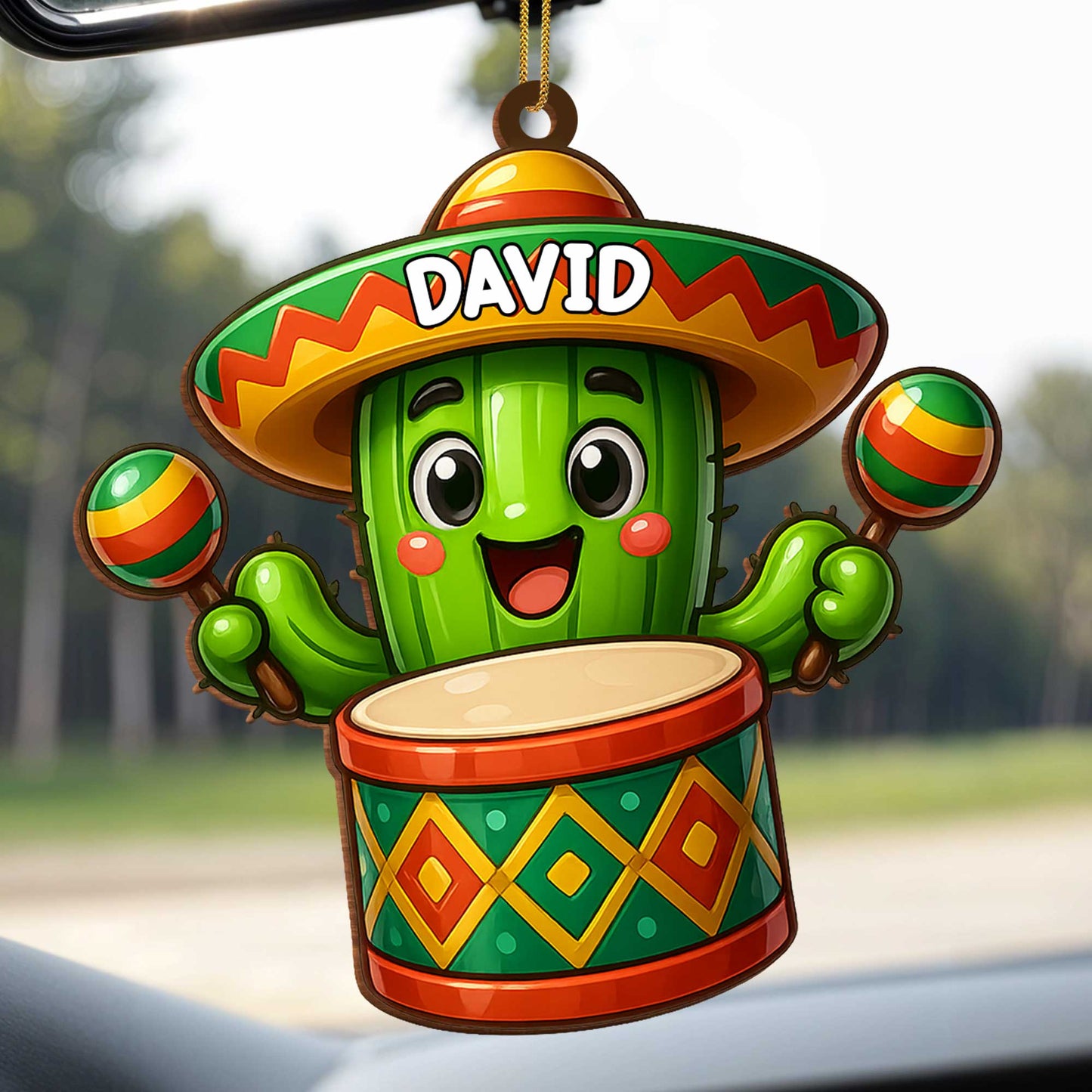 Colorful Cactus With Sombrero And Maracas