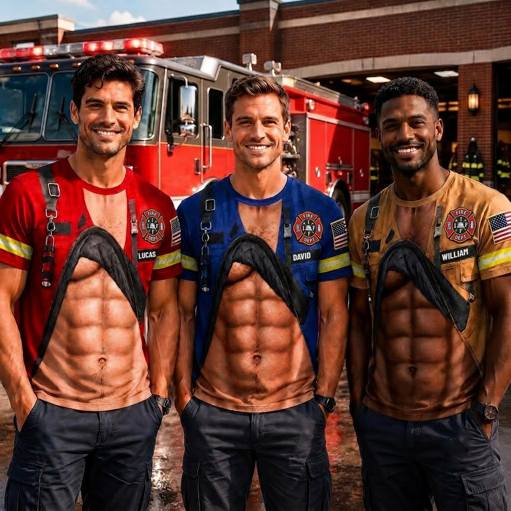 Fire Dept Ready To Serve 3D Abs Firefighter Uniform Design - Personalized Custom Unisex All-Over Printed T-Shirt - FIF114_3T