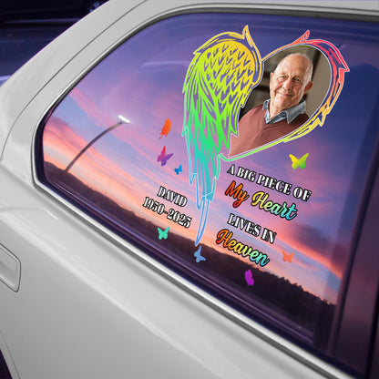 A Big Piece Of My Heart Lives In Heaven With Heart And Wings - Personalized Decor Decal - HME220_STIK