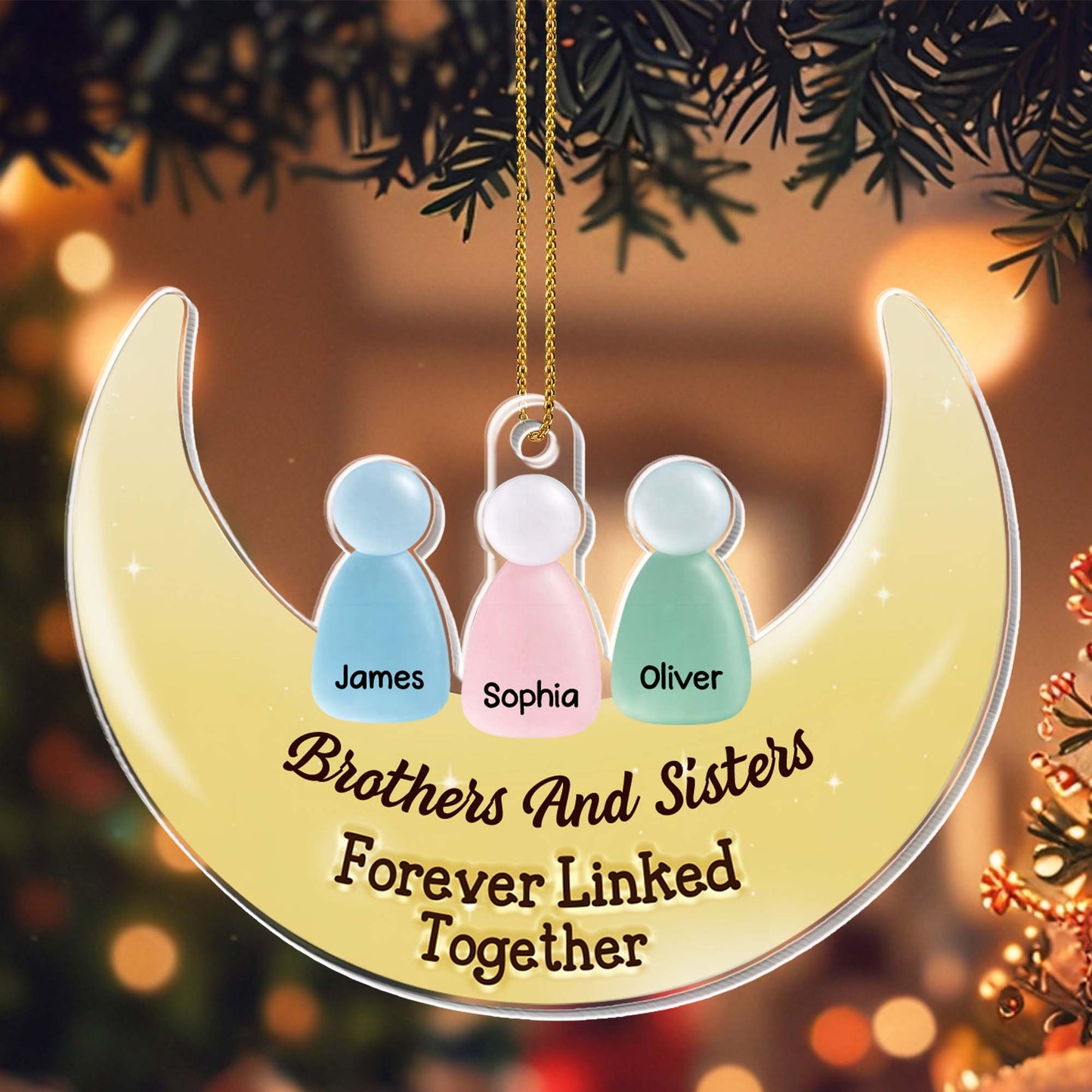 Brothers And Sisters Forever Linked Together - Personalized Custom Acrylic Ornament, Christmas Gift - FAM697_ACO