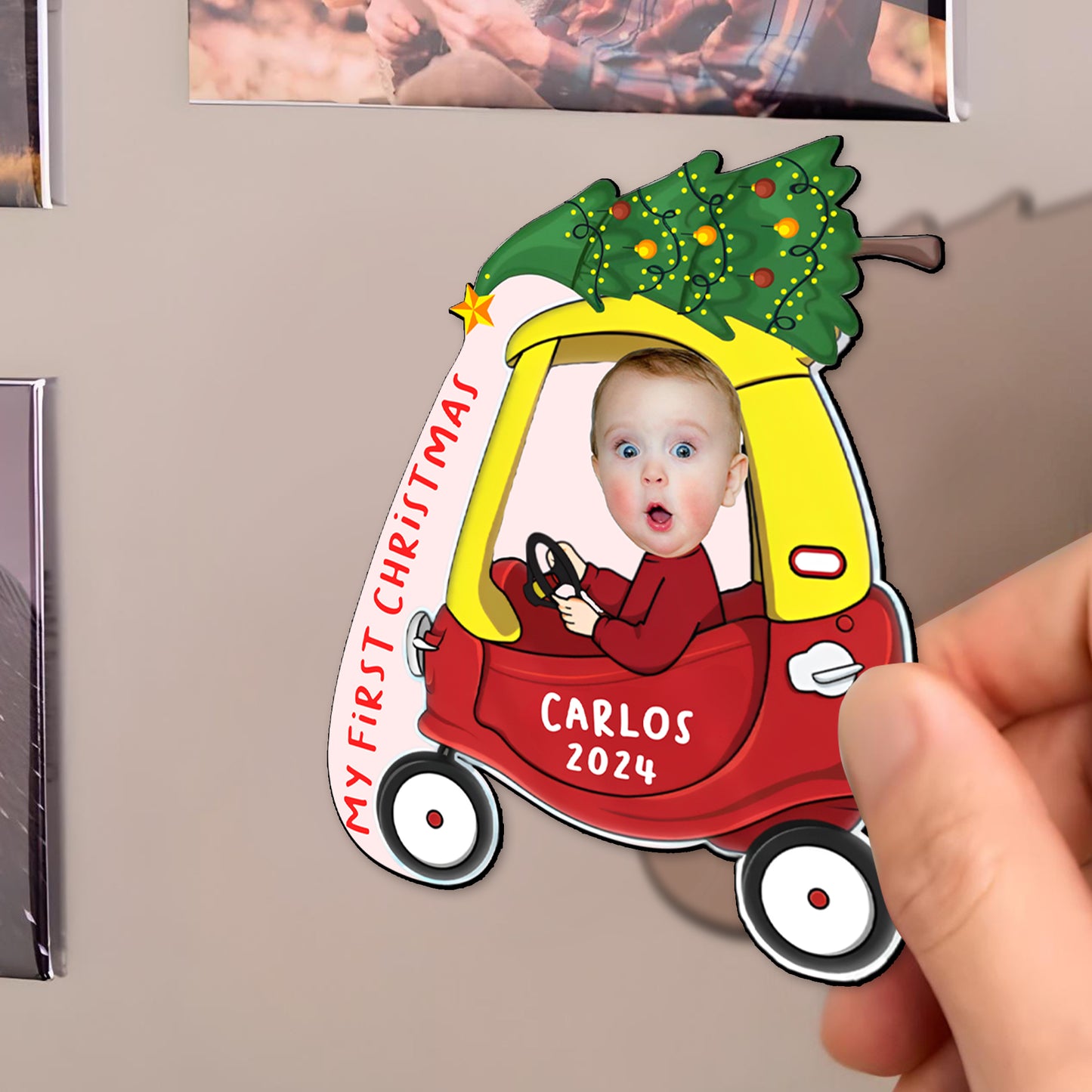 My First Christmas Festive Magnet - Personalized Custom Fridge Magnet - KID002_MAGN