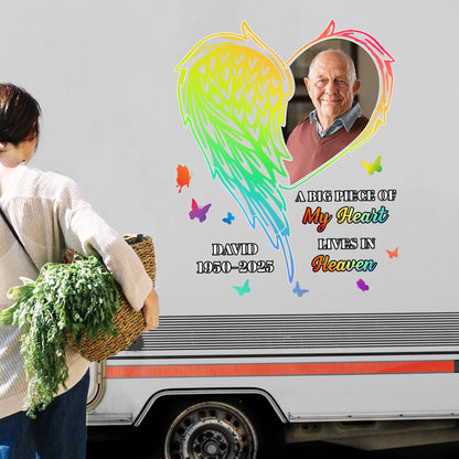 A Big Piece Of My Heart Lives In Heaven With Heart And Wings - Personalized Decor Decal - HME220_STIK