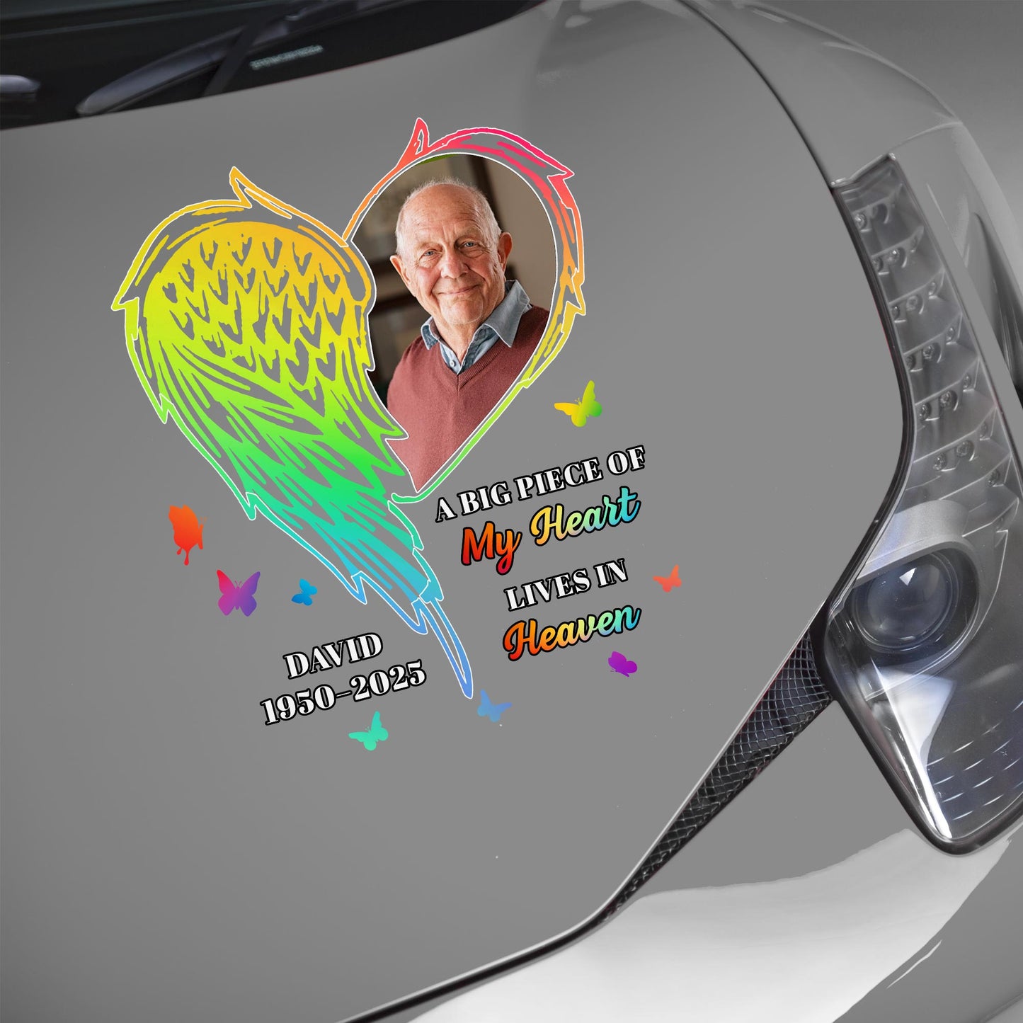 A Big Piece Of My Heart Lives In Heaven With Heart And Wings - Personalized Decor Decal - HME220_STIK