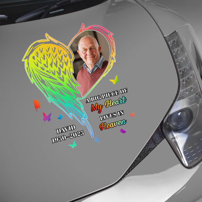 A Big Piece Of My Heart Lives In Heaven With Heart And Wings - Personalized Decor Decal - HME220_STIK