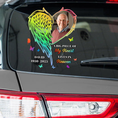 A Big Piece Of My Heart Lives In Heaven With Heart And Wings - Personalized Decor Decal - HME220_STIK