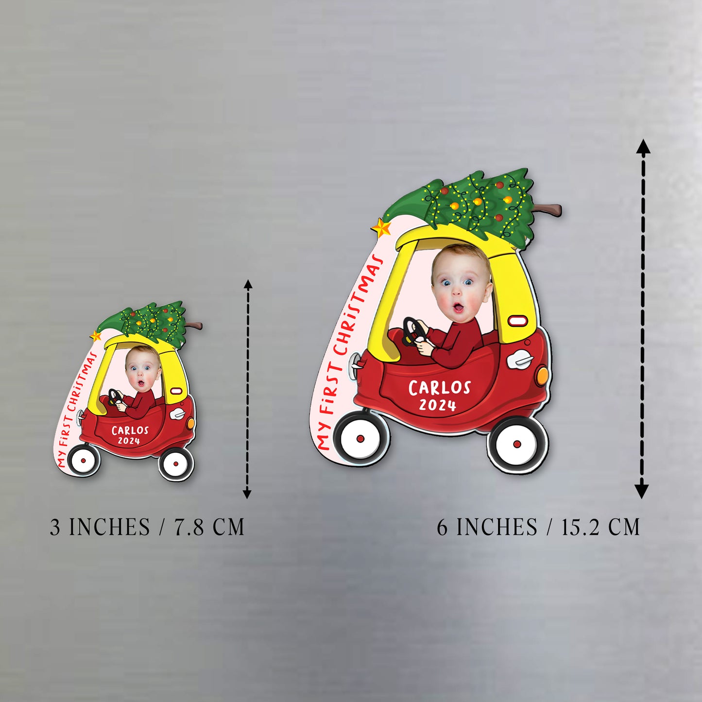 My First Christmas Festive Magnet - Personalized Custom Fridge Magnet - KID002_MAGN