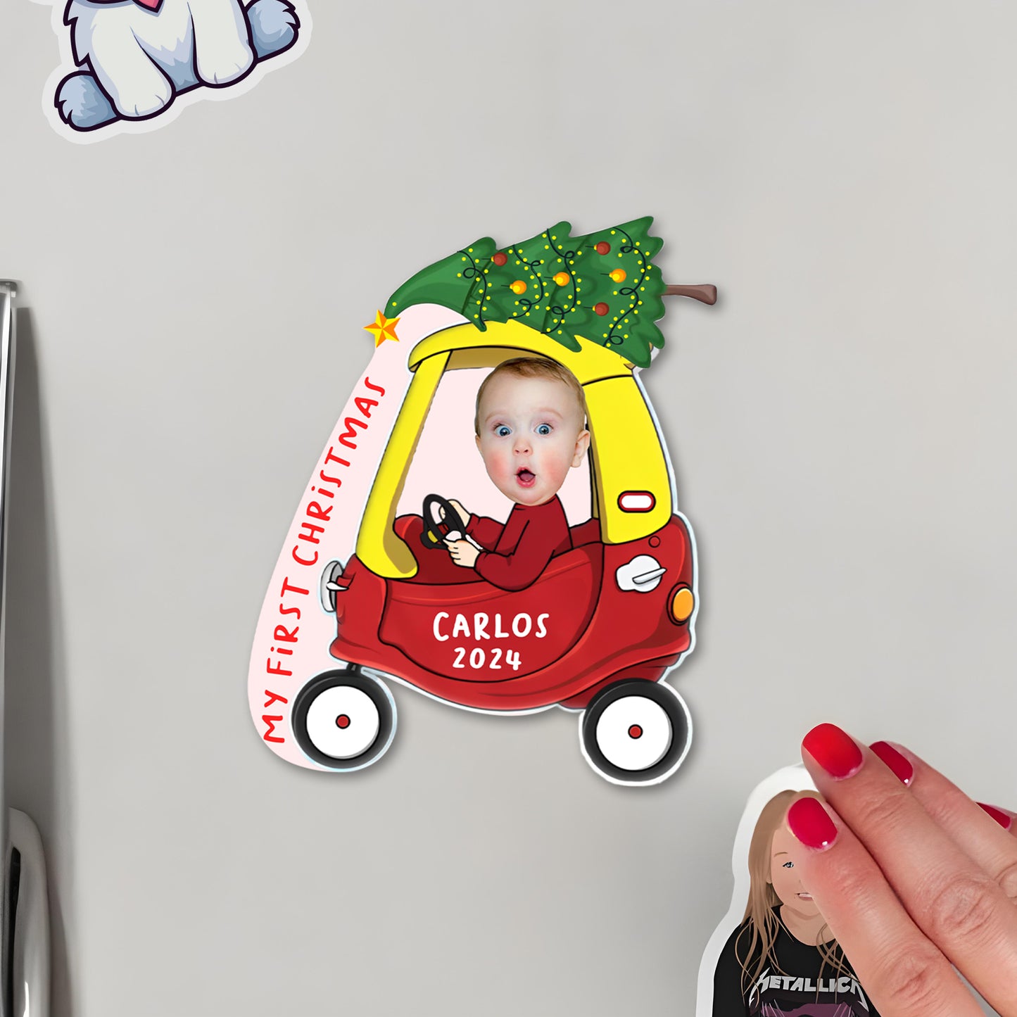 My First Christmas Festive Magnet - Personalized Custom Fridge Magnet - KID002_MAGN