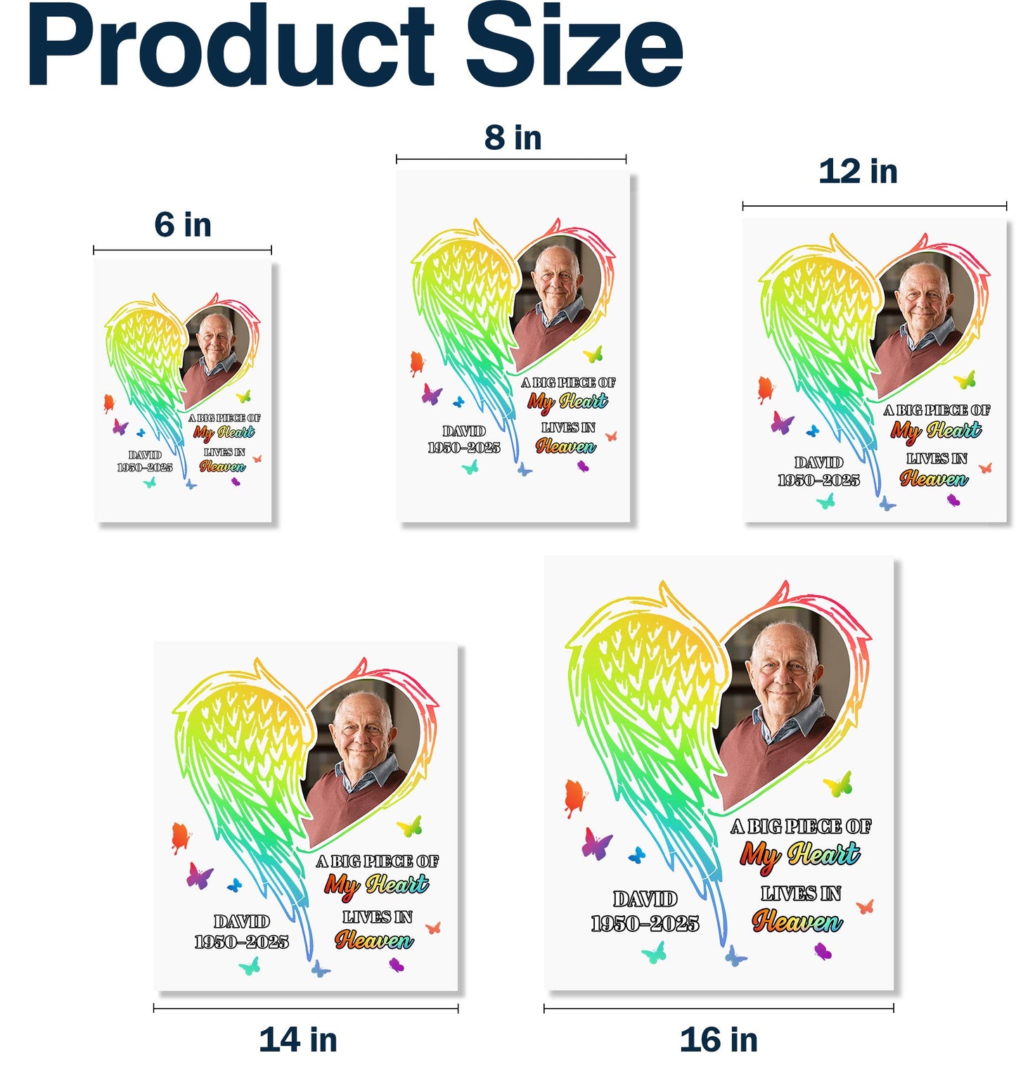 A Big Piece Of My Heart Lives In Heaven With Heart And Wings - Personalized Decor Decal - HME220_STIK