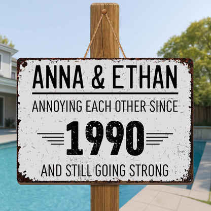 Annoying Each Other Since, Going Strong - Personalized Custom Shaped Wood Sign - CPL050_WSIGN