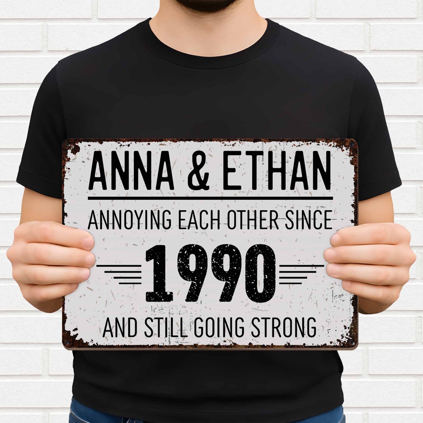 Annoying Each Other Since, Going Strong - Personalized Custom Shaped Wood Sign - CPL050_WSIGN