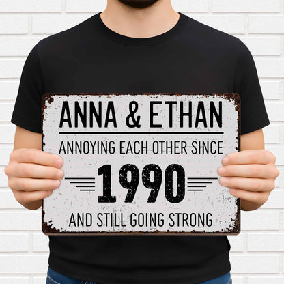Annoying Each Other Since, Going Strong - Personalized Custom Shaped Wood Sign - CPL050_WSIGN