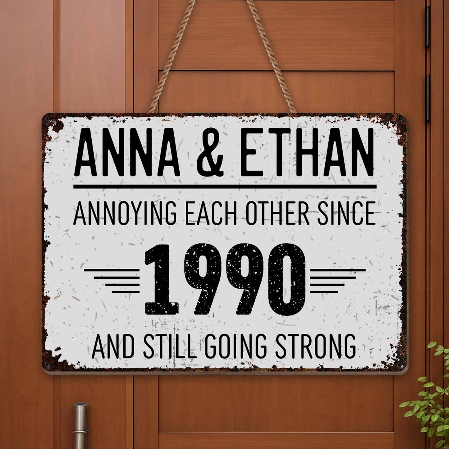 Annoying Each Other Since, Going Strong - Personalized Custom Shaped Wood Sign - CPL050_WSIGN