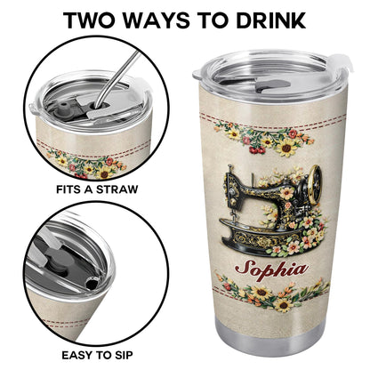 I Sew A Piece Of My Heart Into Every Quilt Floral Sewing Machine - Personalized Custom Stainless Steel Tumbler 20oz 30oz - JBS144_TB