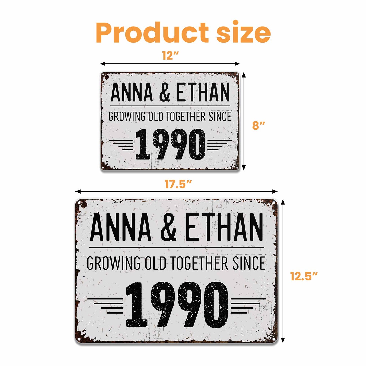 Growing Old Together, A Timeless Journey - Personalized Metal Sign - CPL066_MSIGN