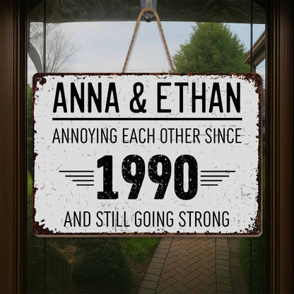 Annoying Each Other Since, Going Strong - Personalized Custom Shaped Wood Sign - CPL050_WSIGN