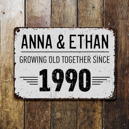 Growing Old Together, A Timeless Journey - Personalized Metal Sign - CPL066_MSIGN