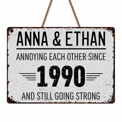 Annoying Each Other Since, Going Strong - Personalized Custom Shaped Wood Sign - CPL050_WSIGN